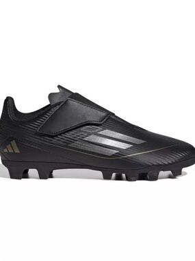 Kids Adidas Black Cleats with Metallic Accents like new with box